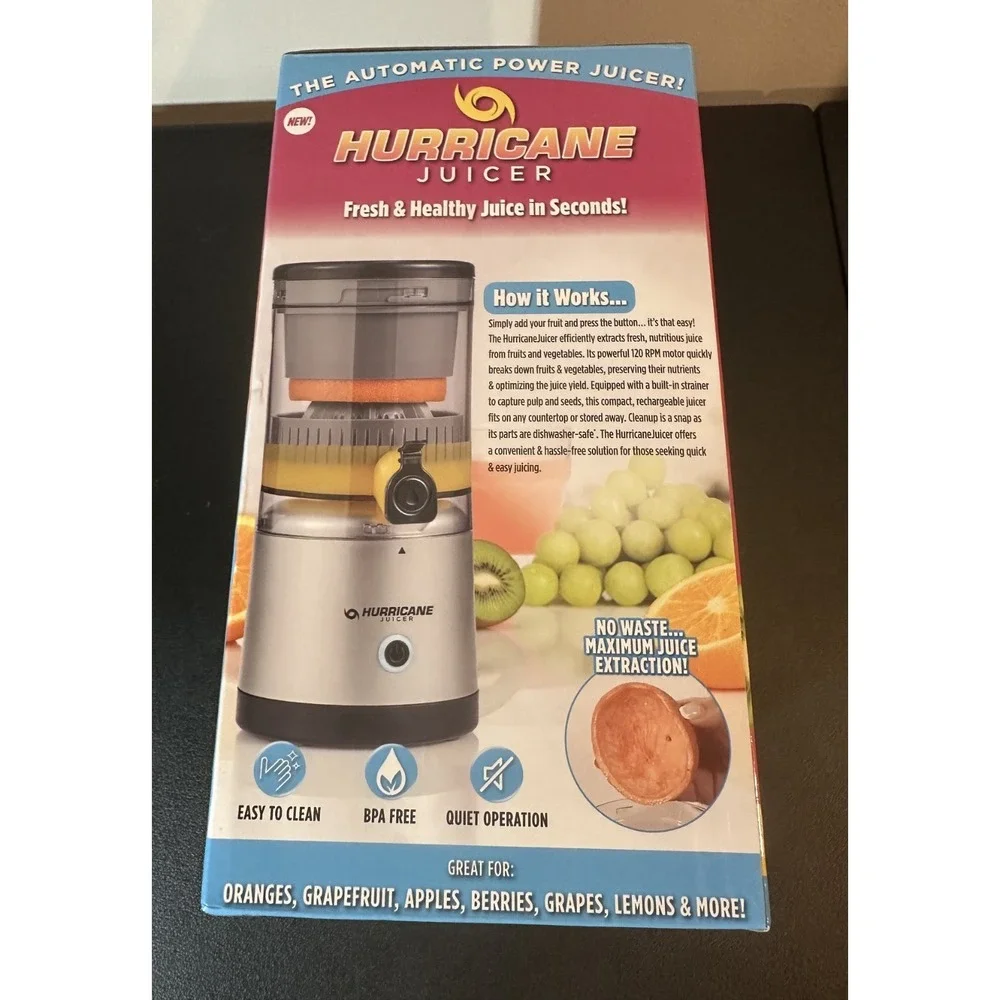 Hurricane Juicer Automatic Power Juicer Cordless Rechargeable 23086 Silver New - Picture 5 of 9